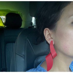 Red statement earrings stud big earrings abstract earring large geometric huge